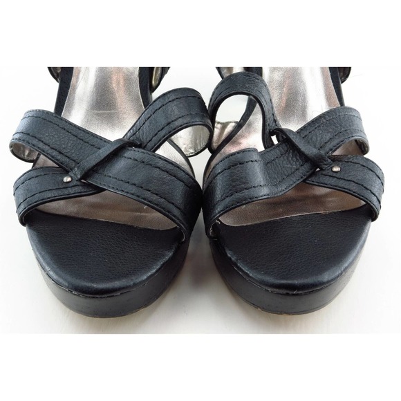 Steve Madden Size 9.5 M Black Ankle Strap Leather Women‎ Sandal Shoes - Picture 2 of 7